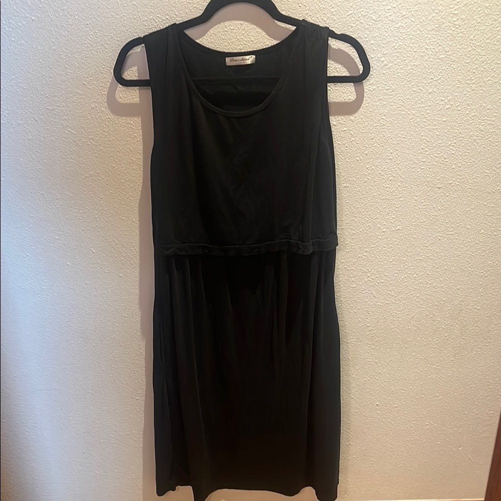 Bearsland Classic Black Midi Nursing Dress